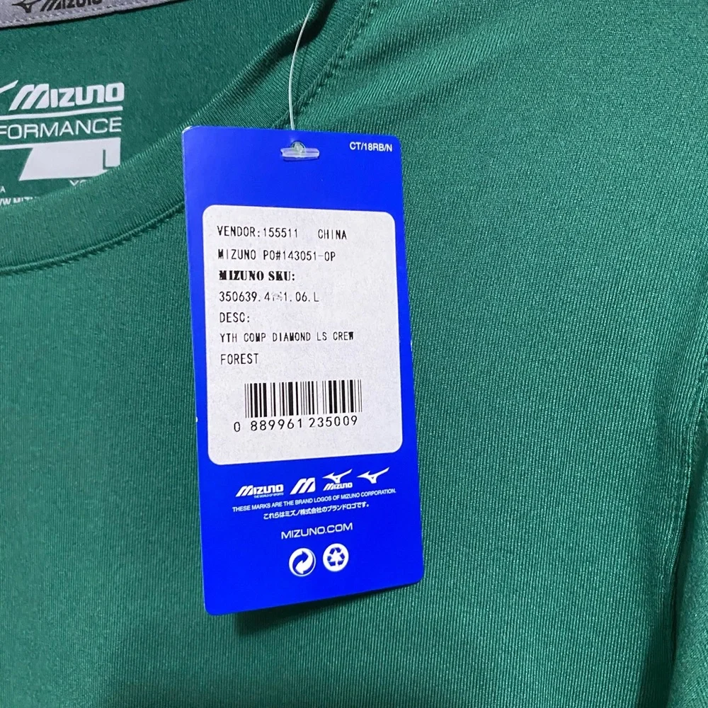 Mizuno Forrest‎ Green Long Sleeve Tee, Size L